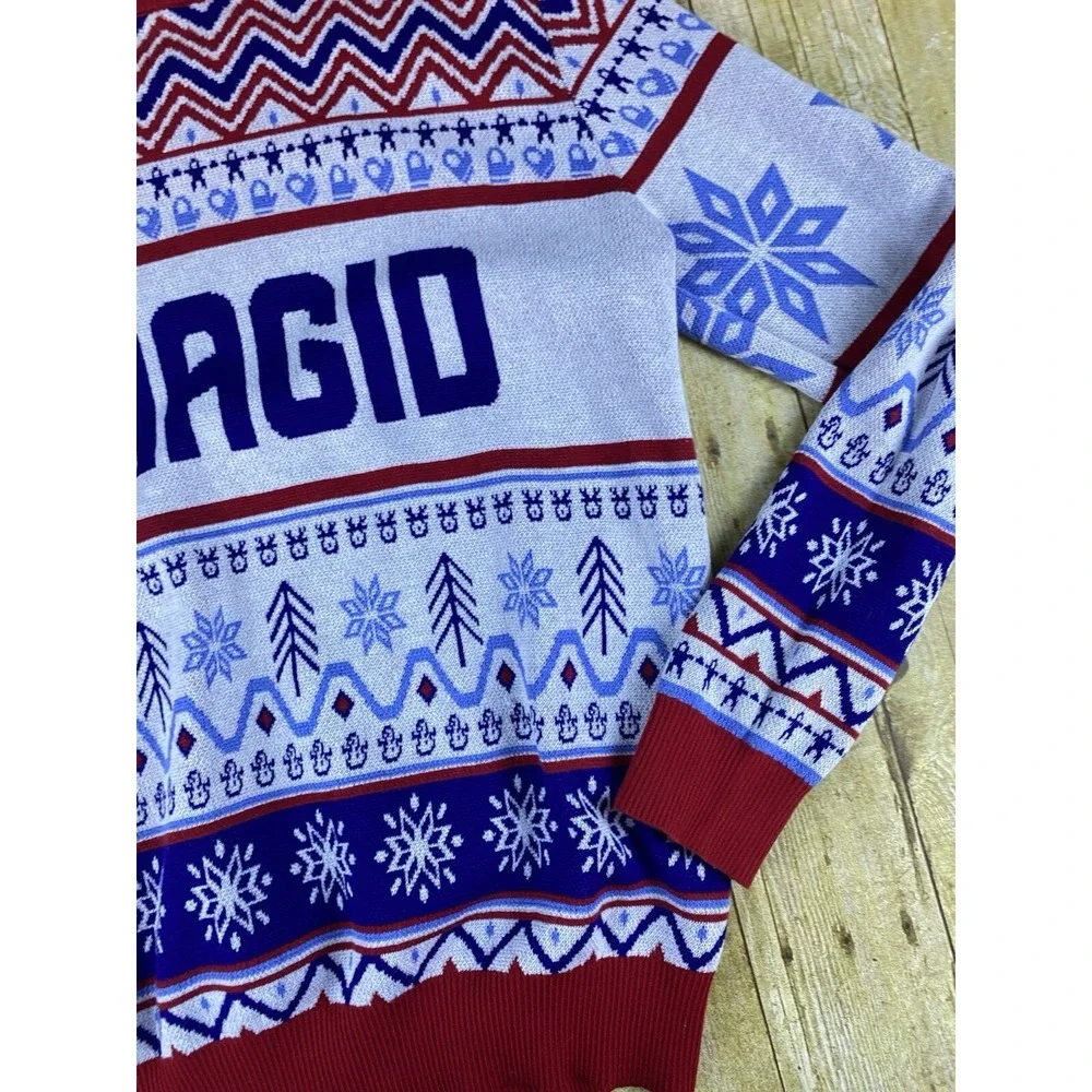 Magid Safety Ugly Christmas Sweater Unisex Size Large Holiday‎ Sweater Red Blue
